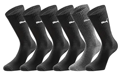 PUMA Unisex Sportsocken Crew – 6-Paar Pack, Everyday Premium - Black Combo - Größe 35-38