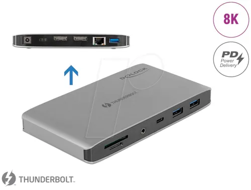 Delock Thunderbolt 3 Dockingstation mit 2 x DP - Weiteres Notebook-Zubehör mit schneller Datenübertragung und 2 DisplayPort-Anschlüssen für vielseitige Bildschirmoptionen.