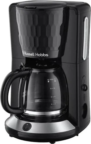 Russell Hobbs Glaskrug-Kaffeemaschine Honeycomb schwarz - 27011-56 - Kaffeemaschine für 10 Tassen, mit Anti-Tropf-System und automatischer Abschaltung für sicheres und bequemes Brühen von Filterkaffee.