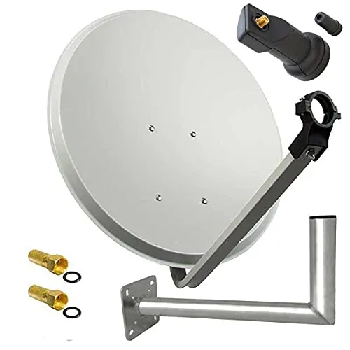 Premium X Satelliten-Komplettanlage 80cm - SAT-Antenne mit 80 cm Spiegel in Hellgrau, pulverbeschichtet und korrosionsgeschützt. Ideales Empfangssystem für 4K Ultra HD und Full-HD, perfekt für den Empfang beliebiger Satelliten.