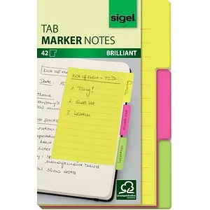 SIGEL TAB MARKER NOTES Haftnotizen farbsortiert, 42 Blatt