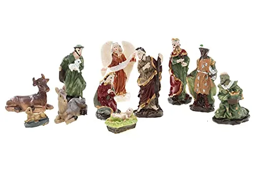 ELLUG Mini Krippenfiguren Weihnachtskrippenfiguren Set 11-teilig H.:4,5cm in Plastikbox