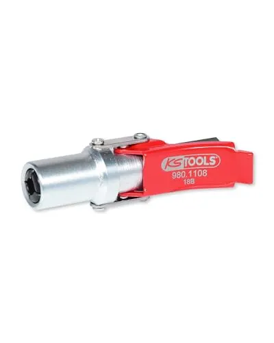 KS Tools 980.1108 Quick-Lock Schnellkupplung für Fettpressen, 1/8 Rot/Silber