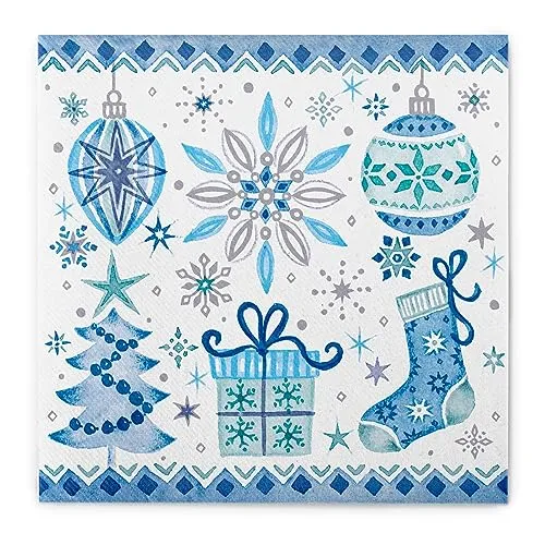 Sovie HOME Serviette Jolina in Blau aus Linclass® Airlaid, Einweg Weihnachtsserviette stoffähnlich, ideal für Advents- & Weihnachtsfeiern, 40 x 40 cm, 12 Stück
