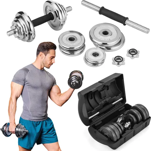 Gymtek Kurzhantel Set 20kg - Verchromte Hanteln für effektives Krafttraining - Hantelset mit 20 kg, inklusive Koffer und verchromten Gewichten. Ideal für Krafttraining zu Hause, robust und platzsparend. Perfekt für Anfänger und Profis!
