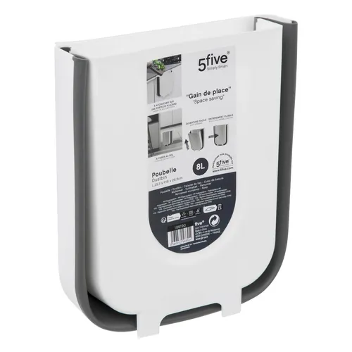 five simply smart - Einziehbarer mülleimer 8l schwarz und weiß 5