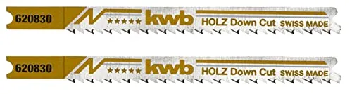 kwb Stichsägeblätter für Holz aus flexiblem HCS-Stahl mit Einnockenschaft (T-Schaft), optimaler Sägemehltransport, langanhaltende Schärfe, entgegengesetzte Zahnform, polierte Oberfläche, Feinschnitt