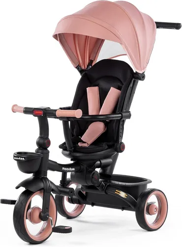 moovkee. Kinder Dreirad 4in1 ab 1 Jahr – Rosa – mit Schubstange, 360°-Sitz, Gurt & Schutzbügel