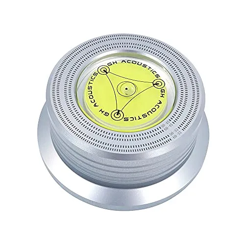 DollaTek 50/60Hz Wasserwaage Geschwindigkeitserkennung Plattenspieler LP Vinyl Disc Alloy Rekordgewicht Stabilizer Clamp - Silber