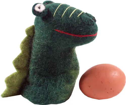 Filz Eierwärmer, handgemachte Filzdekoration aus Nepal, Filztier - Krokodil