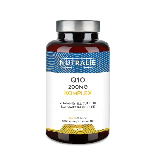 Coenzym Q10 Complex 250 mg – 120 Kapseln Coq10 – Mit Vitamin C, E und B2, schwarzem Pfeffer – Ubichinon Coenzym Q10 – 120 Kapseln Nutralie