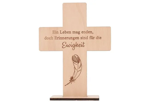 Spruchreif® Dekoobjekt Holzkreuz mit Gravur, Christliche Geschenk, Trauergeschenk