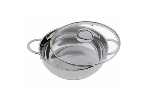 GRÄWE Servierpfanne PRO-LINE - Edelstahl-Pfanne mit hohen Rändern und ofenfesten Griffen, ideal für große Portionen. Inklusive praktischen Glasdeckel für optimale Sicht beim Kochen.