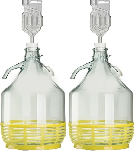 2xSET 5L Bügelflasche + Stopfen + Gärröhrchen Bügelverschluß Weinballon