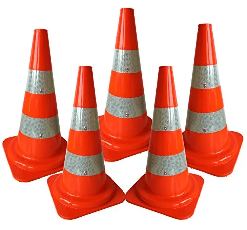 Stück Leitkegel - ES-Team UV80242 Pylone Kunststoff 50 cm leuchtrot und 2 reflektierende Streifen RA2/C 5