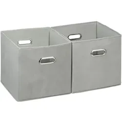 Faltbox Regalbox Allzweckkorb 27 L - Grau - Praktische Aufbewahrungsbox aus robustem Polyester und Pappe, ideal für Ordnung im Wohnraum. Mit einem Volumen von 27 Litern und einem modernen Design.