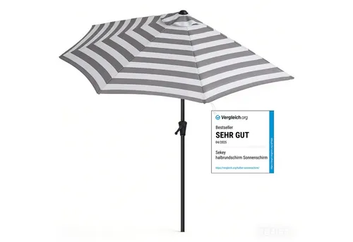 Sekey Halbrund Sonnenschirm 270 cm mit Kurbel und UV50+ Schutz - Praktischer Halbrundschirm für Balkon und Garten, mit einfachem Kurbelmechanismus. Bietet zuverlässigen UV-Schutz und ist ideal für entspannte Stunden im Freien.