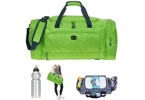 Sporttasche Trainer XL 69 cm mit Trinkflasche - Klassische Sporttaschen mit 55 Litern Volumen, ideal für Sport, Reisen oder Sauna. Aus robustem Polyester, U-Öffnung für leichten Zugang und inklusive Trinkflasche.