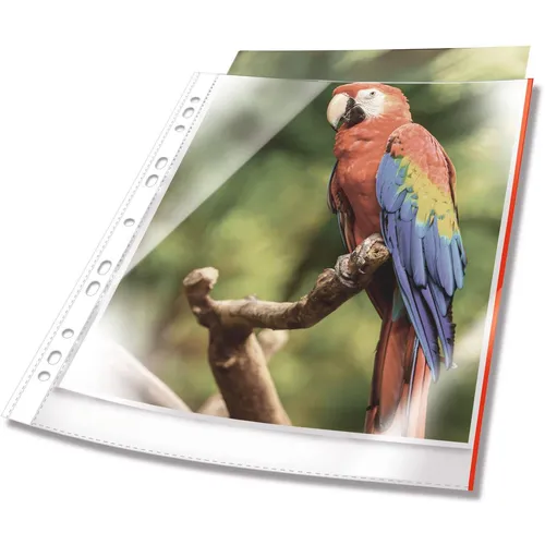 Durable Prospekthüllen A4 oben offen 25 Stück glasklar, rot