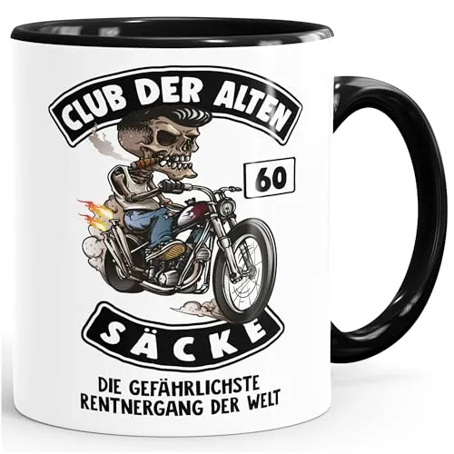 MoonWorks Kaffee-Tasse Club der alten Säcke Geschenk-Tüte Club der alten Säcke für Ältere Geburtstag Männer Schwarz unisize