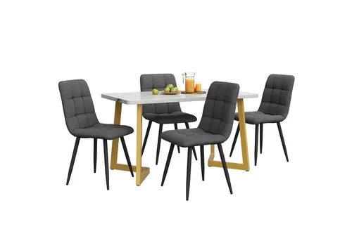 OKWISH Essgruppe 5-tlg. mit Tisch und 4 Stühlen, Metallbeine - Moderne Essgruppe für Küche und Esszimmer, bestehend aus einem Tisch und vier Stühlen. Ideal für gesellige Abende und gemütliche Mahlzeiten. Hochwertige Verarbeitung für langanhaltenden Einsatz.