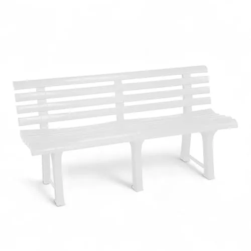 Spetebo Kunststoff Gartenbank 3-Sitzer - Wetterfeste Outdoor Parkbank - Bänke mit elegantem 9-Streben-Design, 200 kg Belastbarkeit und pflegeleichtem Kunststoff für ganzjährigen Einsatz im Freien.