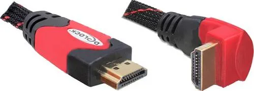 Delock HDMI Anschlusskabel HDMI-A Stecker 3m Schwarz, Rot 82687 Rund, 4K UHD, verdrillt, vergoldete Steckkontakte HDMI-Kabel