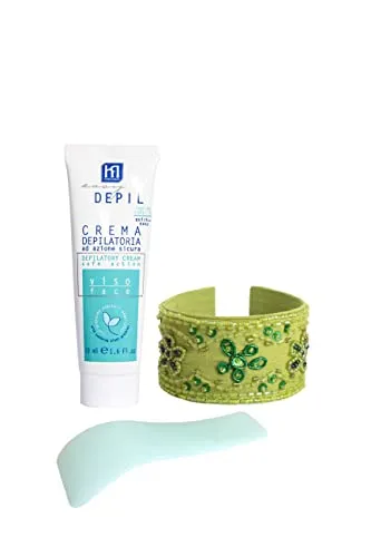 Easy Depil Kit Entschäumer Gesicht (Schnurrbart, Wangen, Kinn, Augenbrauen) 50 ml + Armband Arabesque. Schnell, einfach zu bedienen, effektiv, sicher, mit süßen pflanzlichen Proteinen, glatte Haut.