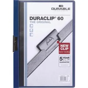 Durable Klemmhefter 2209-07 Duraclip, A4, für 60 Blatt, dunkelblau