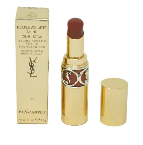 Yves Saint Laurent Nr 122 Burnt Zellige Lipstick Volupte Shine 3,2 g - Lippenstift mit glänzendem Finish in der Farbe 122 Burnt Zellige, 3,2 g, ideal für einen strahlenden Look und langanhaltende Feuchtigkeit.