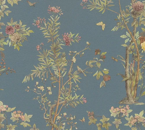 AS Vliestapete History of Art 2 Floral Blau 790434 - Moderne Vliestapete für kreative Wandgestaltungen, einfach anzubringen und restlos trocken abziehbar. Ideal für jedes Zimmer!