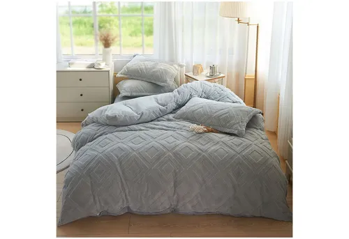 KEAYOO Bettwäsche TF, Polyester, 2 teilig, Flauschig warmes Teddy Plüsch warm für Winter