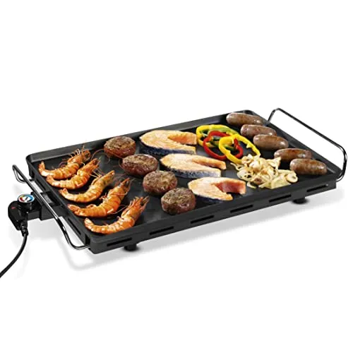 Princess Table Chef XXL – Teppanyaki-Grillplatte für 4-6 Personen - Grill für 4-6 Personen mit 60x36 cm Bratfläche und 2500 Watt Leistung, ideal für gesellige Abende. Die 4 mm dicke Platte sorgt für Stabilität und gleichmäßige Wärmeverteilung.