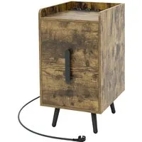 Costway Nachttisch mit Ladestation 32 x 40 x 60 cm Braun