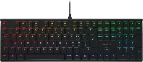 Cherry MX 10.0N RGB - Flache Mechanische Gaming-Tastatur - Vielseitige Gaming-Tastatur mit CHERRY MX LOW PROFILE RGB SPEED Switches für präzise Eingaben und über 100 Millionen Betätigungen. Ideal für Gamer, die Wert auf Design und Leistung legen.