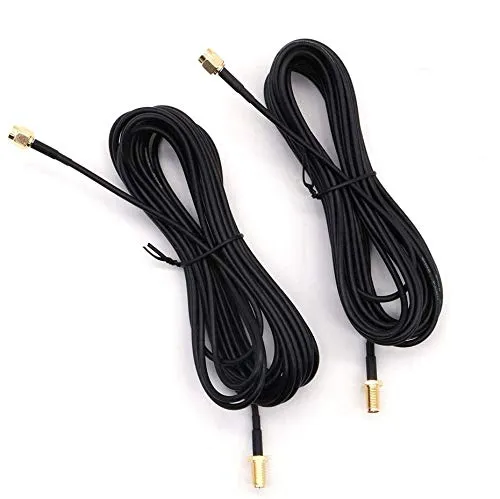 DollaTek 2Pcs 16ft Black WLAN-Antennenverlängerungskabel WLAN-Antennenkabel SMA-Kabel