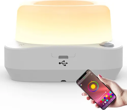 Diyarts LED Nachtlicht, Lampe mit Bewegungsmelder, App-Steuerung mit Timer, stufenlos dimmbar, USB aufladbar