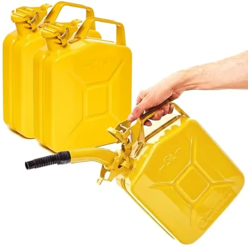 BW® Benzinkanister Metall 3x 5 Liter mit Ausgießer - TÜV-geprüft und UN-zugelassen - Hochwertiger 5L Metallkanister aus robustem Stahl für langlebige Nutzung. Mit praktischem Ausgießer für einfaches Betanken. Ideal für Benzin, Diesel und mehr – perfekt für den Einsatz unterwegs oder in der Werkstatt.