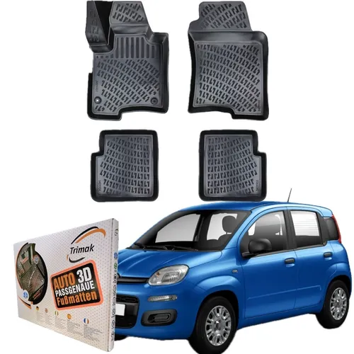 Trimak Autofußmatten für FIAT PANDA 3.Gen (Typ 312/319) - Campingausrüstung: Hochwertige Gummimatten aus 100% recycelbarem TPE-Material, rutschfest und wasserdicht mit 4cm hohem Rand für optimalen Rundumschutz bei jedem Wetter.