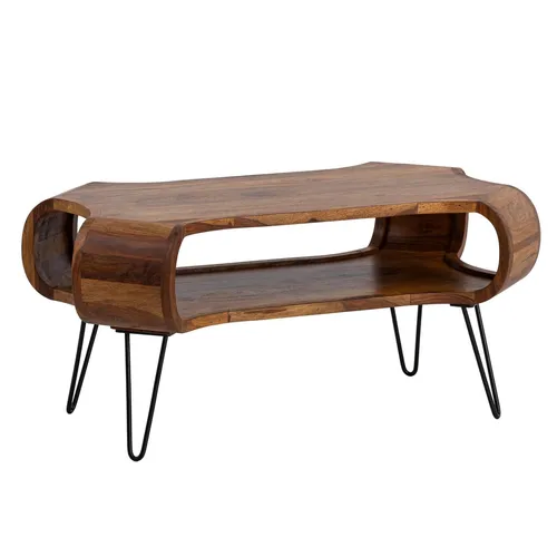 WOHNLING Couchtisch 100x60 cm aus Sheesham Massivholz