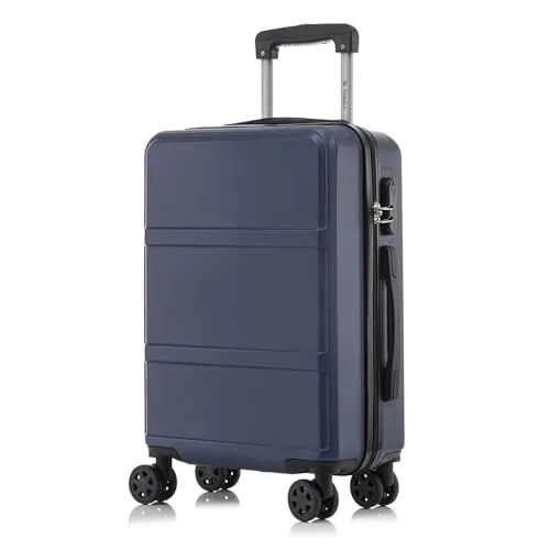 YONSLY Koffer Trolley Dunkelblau mit 4 Rollen 360° - Robuster Hartschalenreisekoffer mit hochwertigem ABS-Material für Langstreckenreisen. Ausgestattet mit leisen 360°-Doppelrollen und einem Sicherheitsverschluss für sorgenfreies Reisen. Ergonomischer Gummigriff sorgt für hohen Komfort.