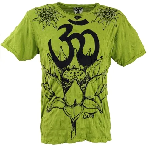 GURU SHOP Sure Herren T-Shirt Lotus OM - Lemon, Größe: L - Stylisches Herren T-Shirt mit hochwertigem Druck im `Krinkel-Look`. Angenehmes Material, pflegeleicht und ideal für den Alltag. Der angesagte `Used-Look` Kragen verleiht dem Shirt einen besonderen Charme.