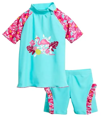 Playshoes zweiteilig Schwimmshirt Badeshorts Badebekleidung Unisex Kinder, Flamingo, 74-80 - Zweiteiliges Schwimmset mit UV-Schutz 50+, ideal für Sommertage am Meer. Mit Windeleinsatz für die Kleinen, schnelltrocknend und komfortabel.