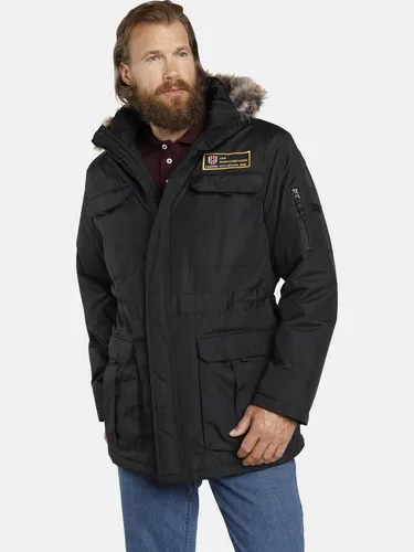 Jan Vanderstorm Herren Outdoorjacke Ajan - Hochwertiger Parka in schwarz 56, perfekt für kalte Tage und plus-size Männer mit abnehmbarer Kapuze und viel Stauraum