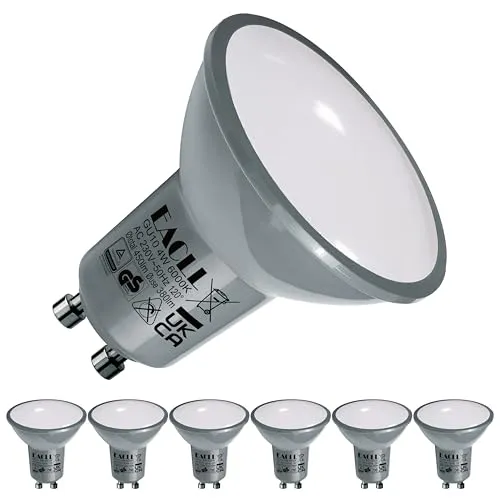 EACLL GU10 LED Kaltweiss 4W Ersetzt 50W Halogen Leuchtmittel, 6er-Pack. 450 Lumen 6000K Birnen, AC 230V Flimmerfrei Strahler, Abstrahlwinkel 120° Spot, Nicht Dimmbar Reflektorlampen