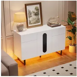 Odikalo Sideboard Kommode Stauraum Schubladen Türen Griffen Metallbeinen Weiß 120 cm weiß