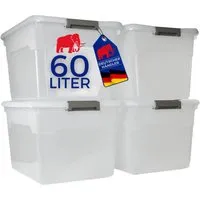 PROREGAL 60L Aufbewahrungsbox mit Deckel im 4er Set