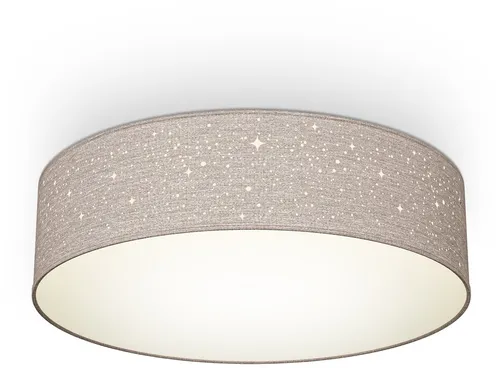 B.K.Licht Deckenlampe mit Sterneneffekt - Elegante Deckenleuchte mit Stoffschirm in Taupe, ideal für Wohnzimmer oder Schlafzimmer. Schafft eine warme Atmosphäre und ist für zwei E27 Leuchtmittel mit max. 40W geeignet.