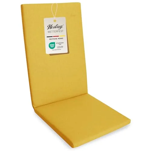 Herlag Hochlehnerauflage Sunny, 123x50 cm, gelb in gelb von Herlag