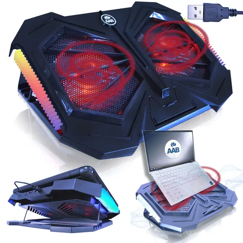 AABCOOLING MANTIS NOTEBOOK LAPTOP KÜHLER 2 X RED LED LÜFTER USB RGB LED 10-16